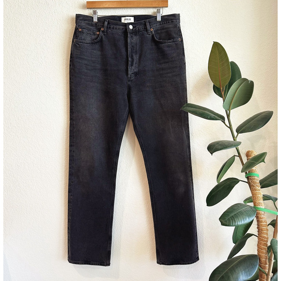 Agolde Womens 90s Pinch Waist Jeans 32X32 Long Washed Black Modern Button Fly - Picture 1 of 10
